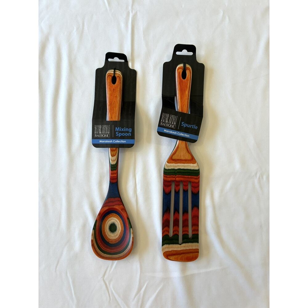 Bamboo Baltique Marrakesh Collection Wood Slotted Cooking Spurtle & Mixing Spoon